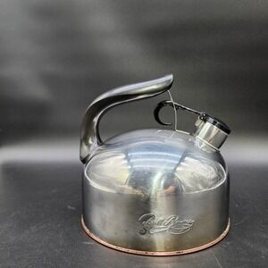 Paul Revere 2qt Silver Copper Bottom Tea Kettle Whistling Vintage MCM Kitchen